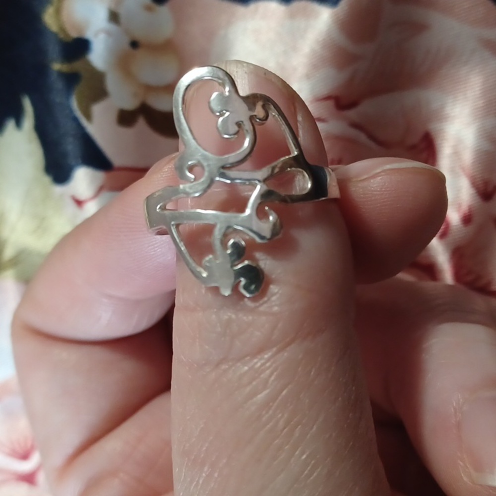 Scroll Carved Solid Sterling Ring Size 10